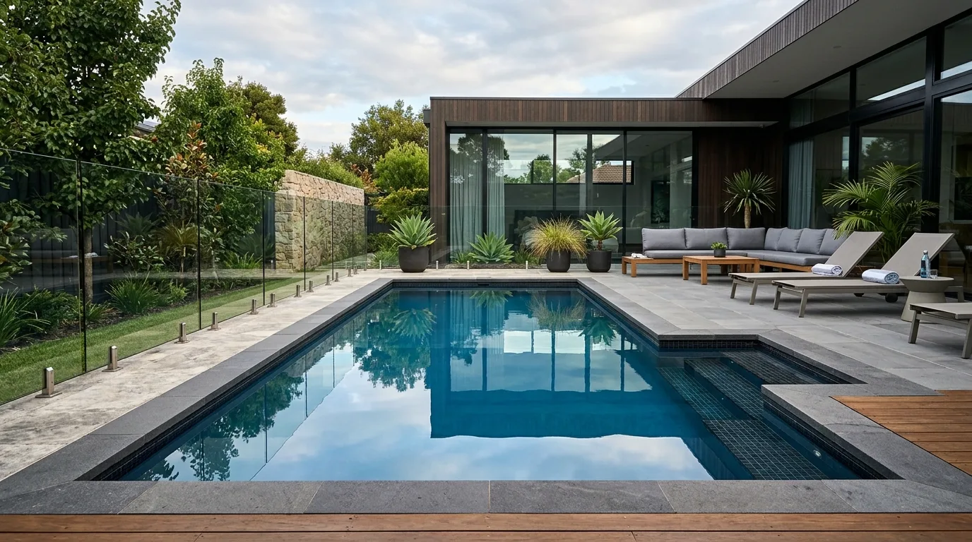 Small Pool With Raised Planters